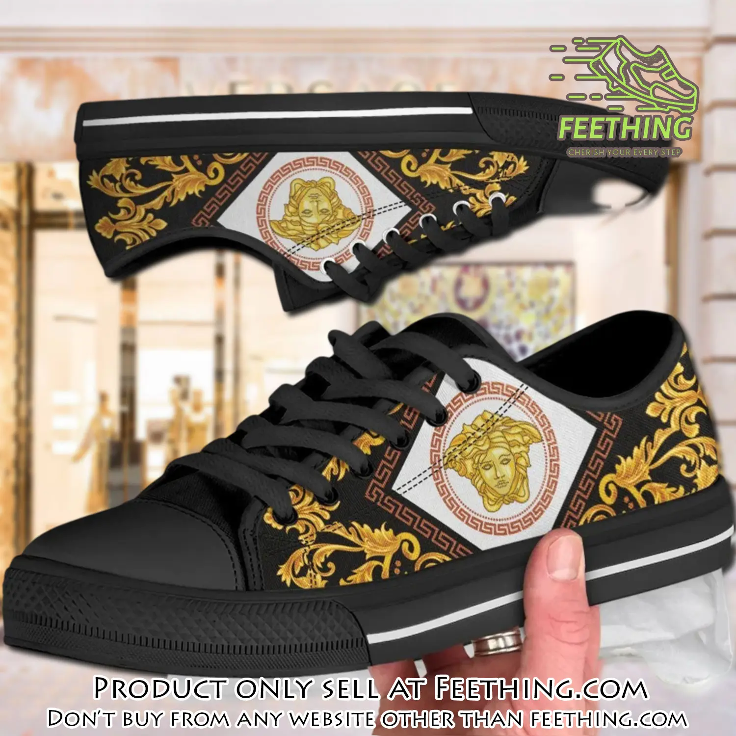 Versace medusa low top canvas shoes luxury brand gifts for men women ft4354226